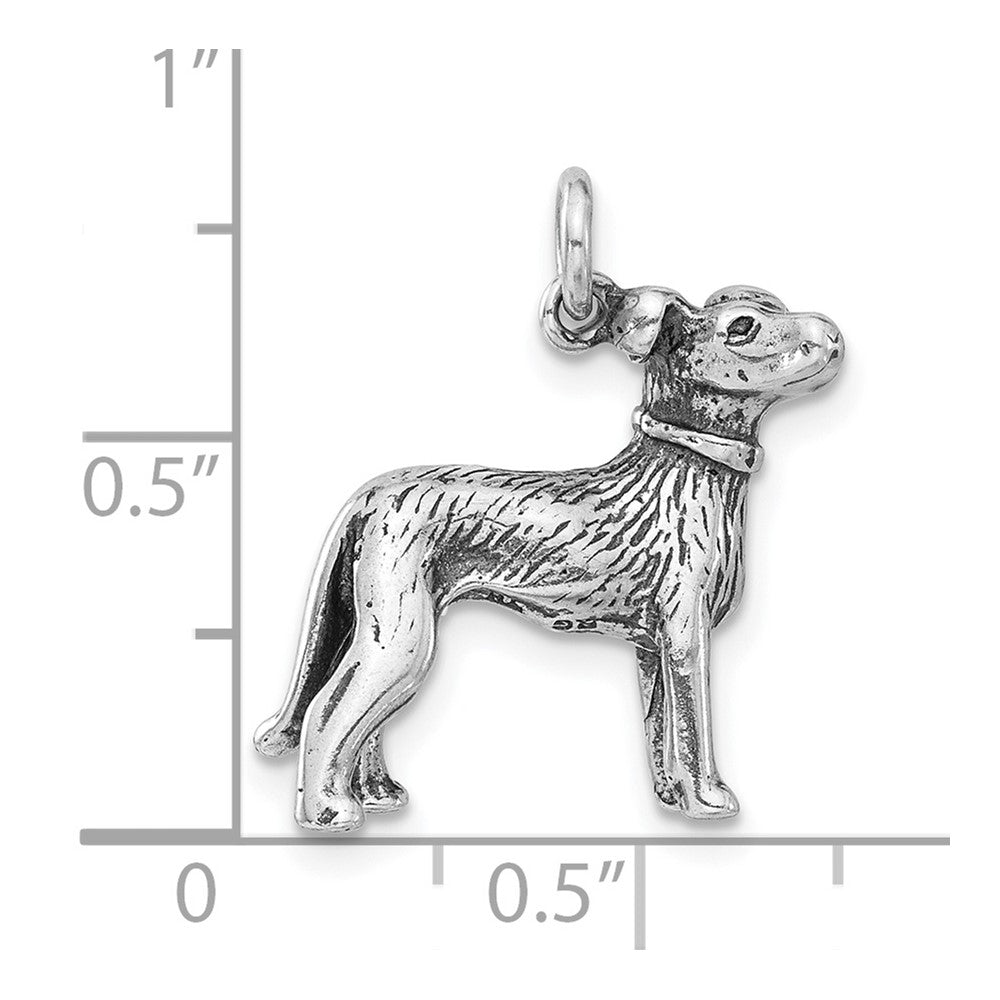 Sterling Silver 3-D Polished & Antiqued Dog Charm
