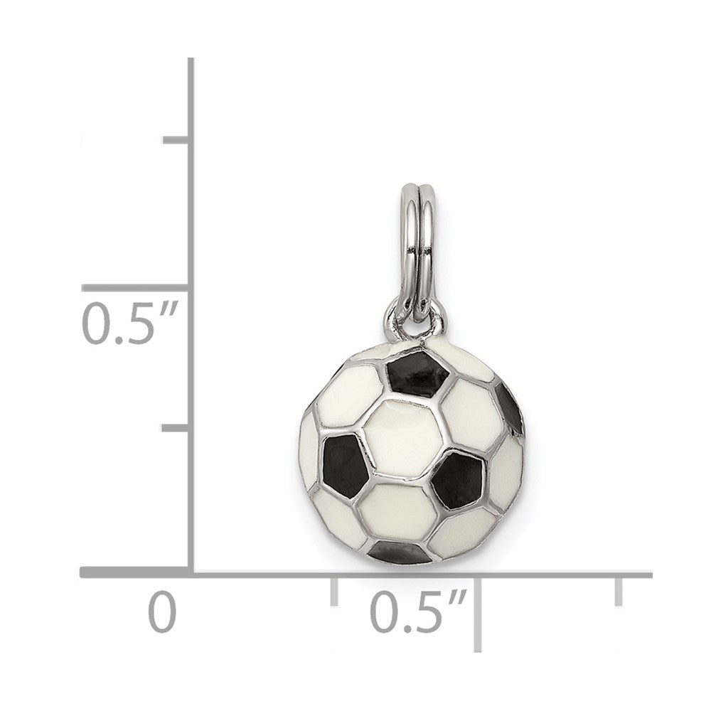 Sterling Silver Rhodium-plated and Enameled Soccer Ball Charm