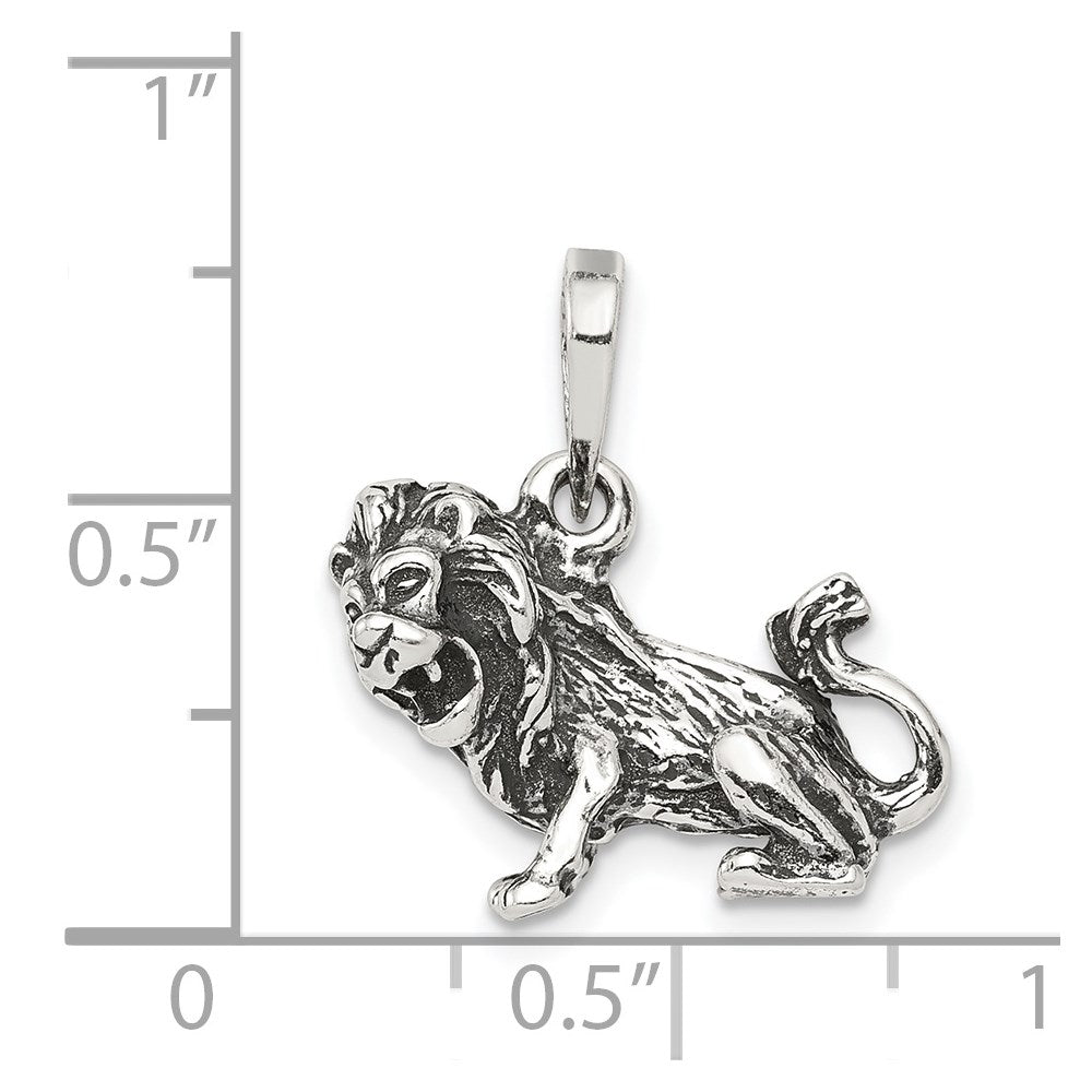 Sterling Silver Antiqued Leo Zodiac Pendant