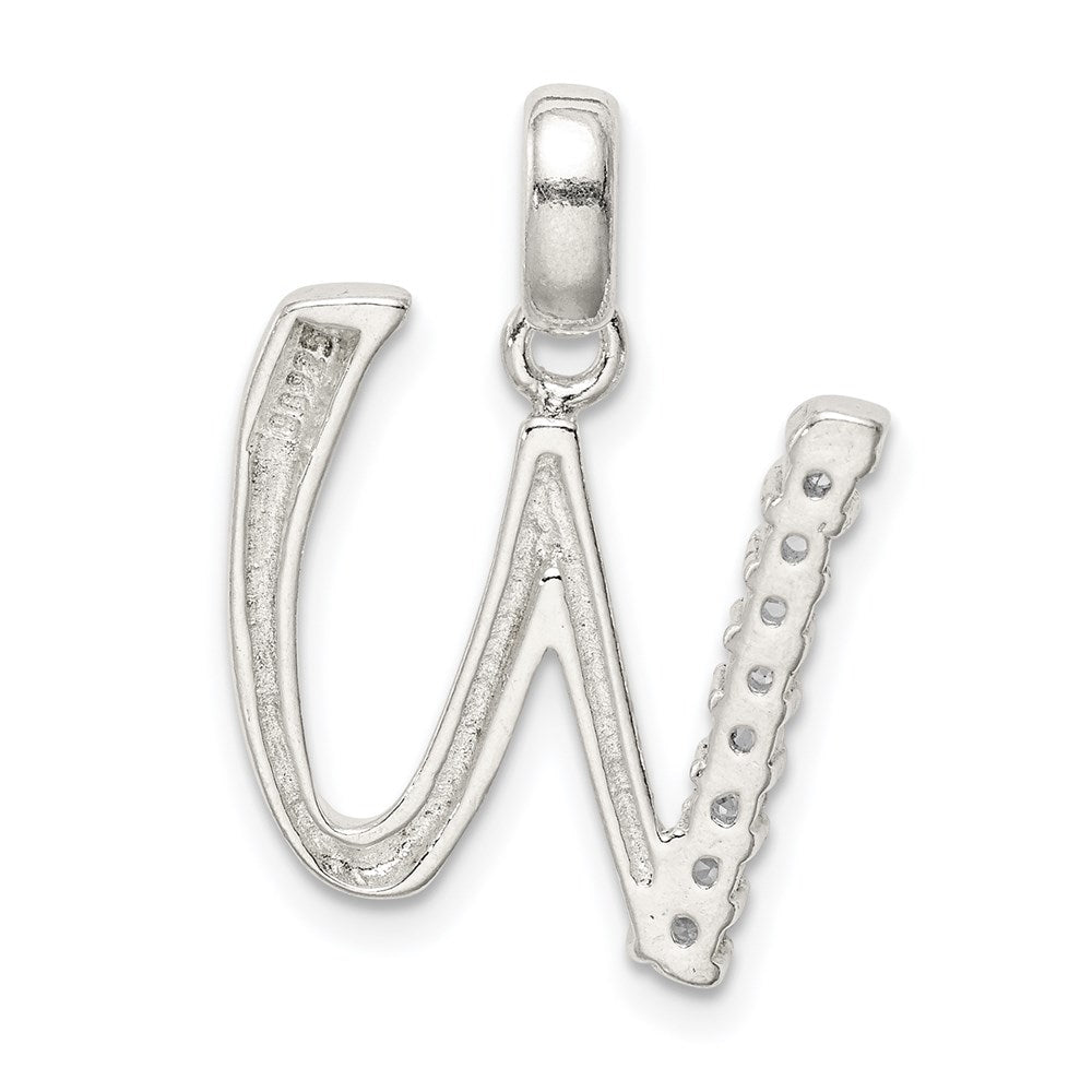 Sterling Silver CZ Letter W Initial Pendant