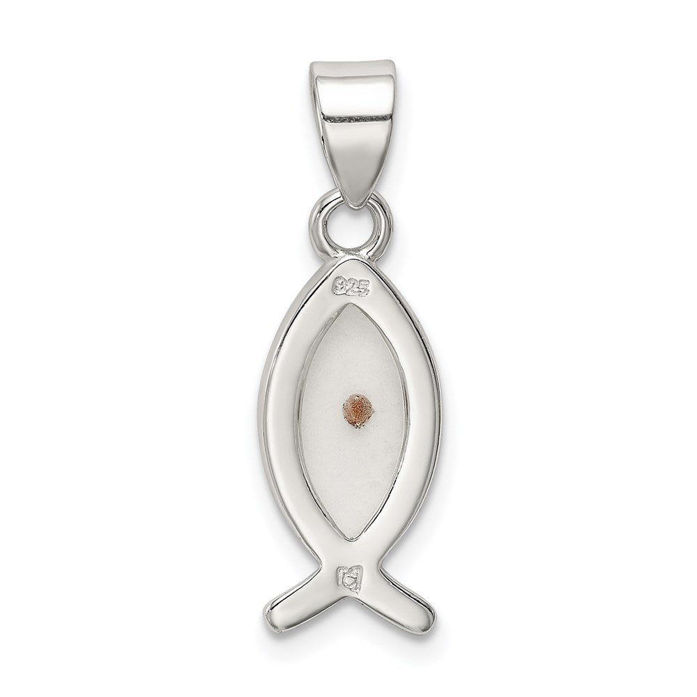 Sterling Silver Rhod-pltd Enameled Mustard Seed Ichthus Fish Pendant