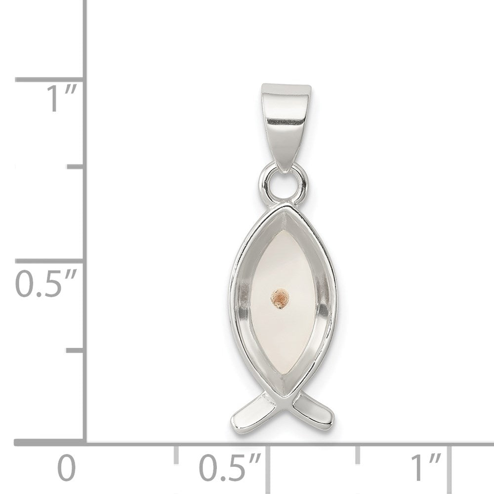 Sterling Silver Rhod-pltd Enameled Mustard Seed Ichthus Fish Pendant