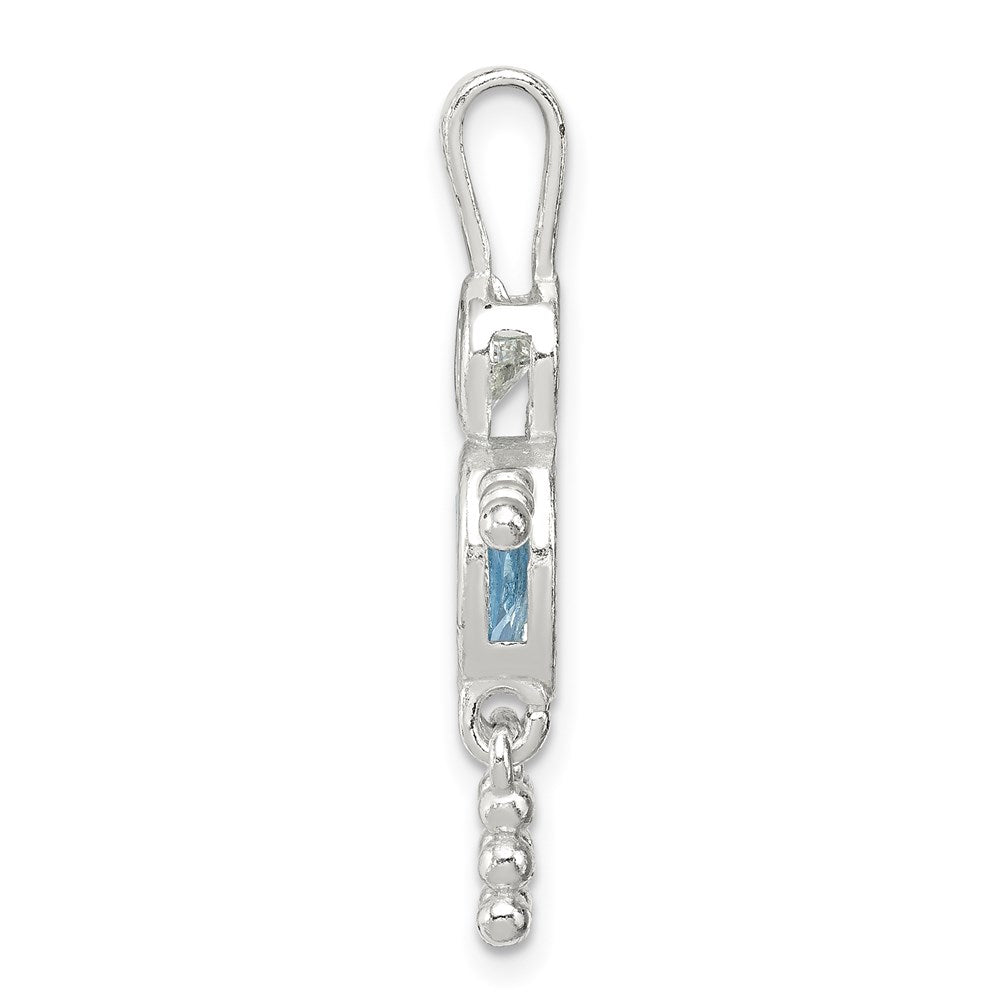 Sterling Silver Rhodium-plated CZ & March Glass Boy Pendant