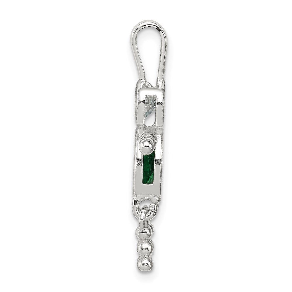 Sterling Silver Rhodium-plated CZ & May Glass Boy Pendant
