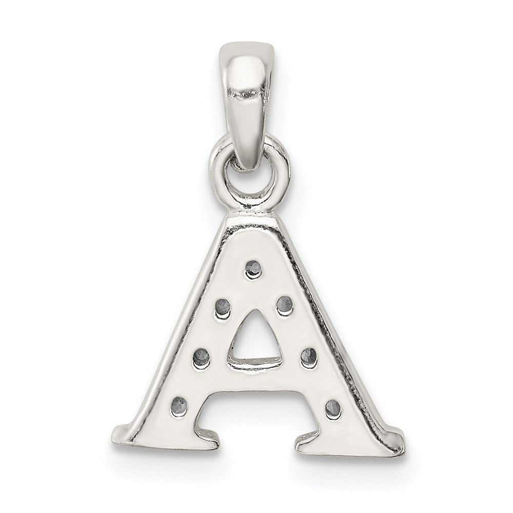 Sterling Silver CZ Letter A Initial Pendant