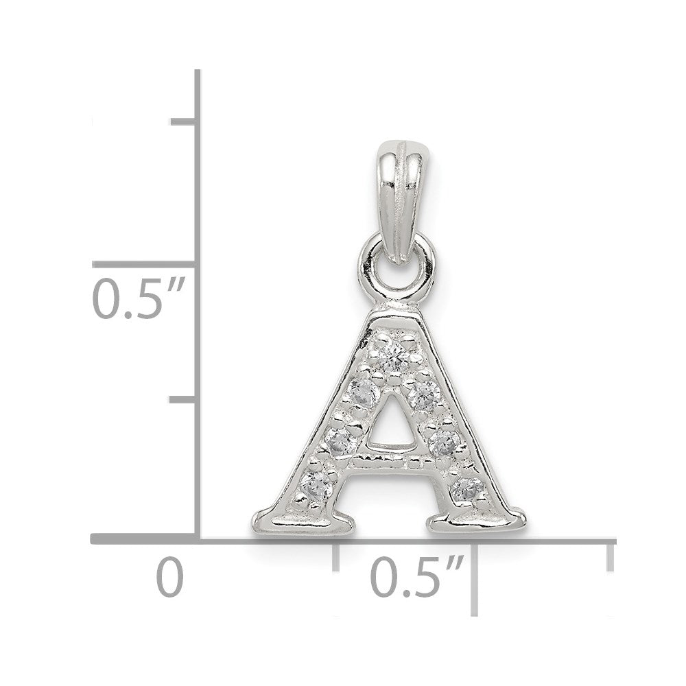 Sterling Silver CZ Letter A Initial Pendant