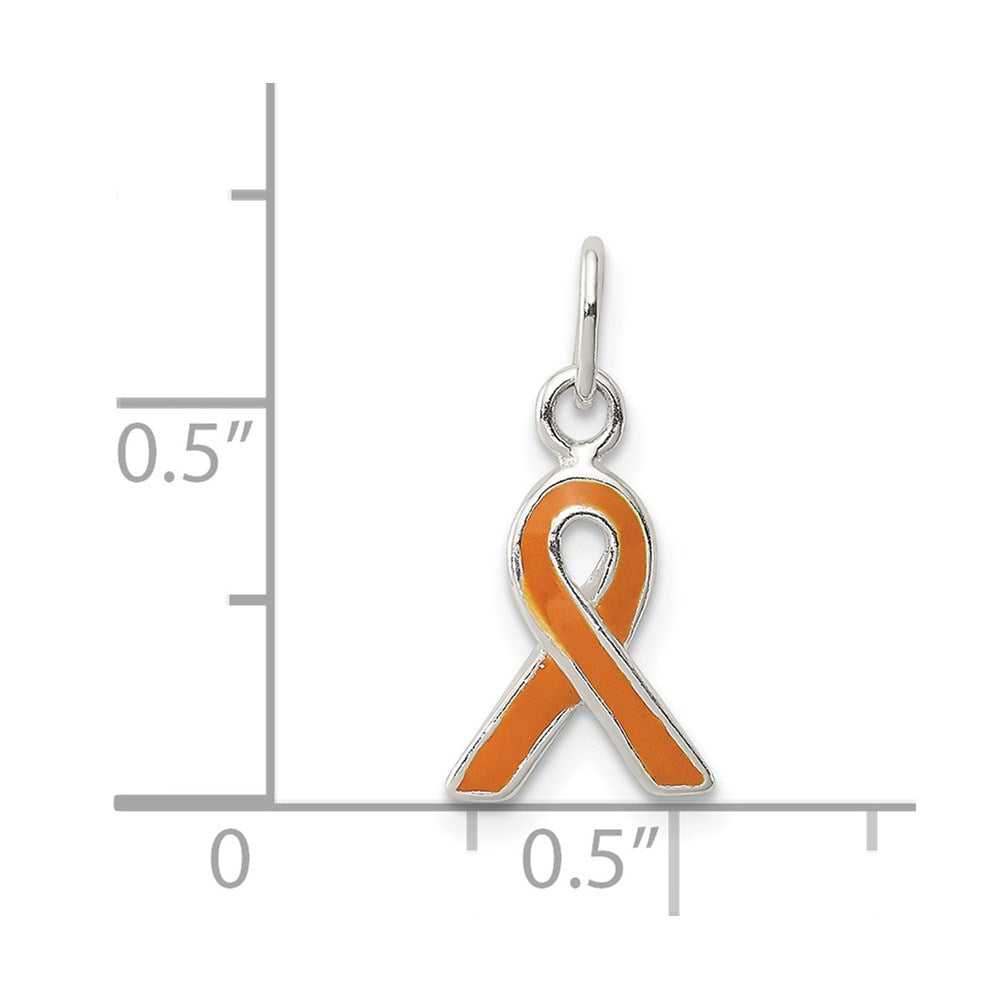 Sterling Silver Orange Enameled Awareness Charm