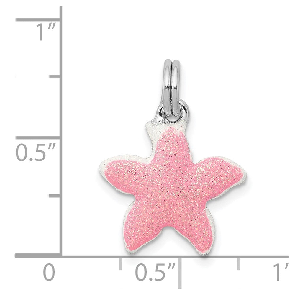 Sterling Silver Rhodium-platedEnameled Sparkle Starfish Charm