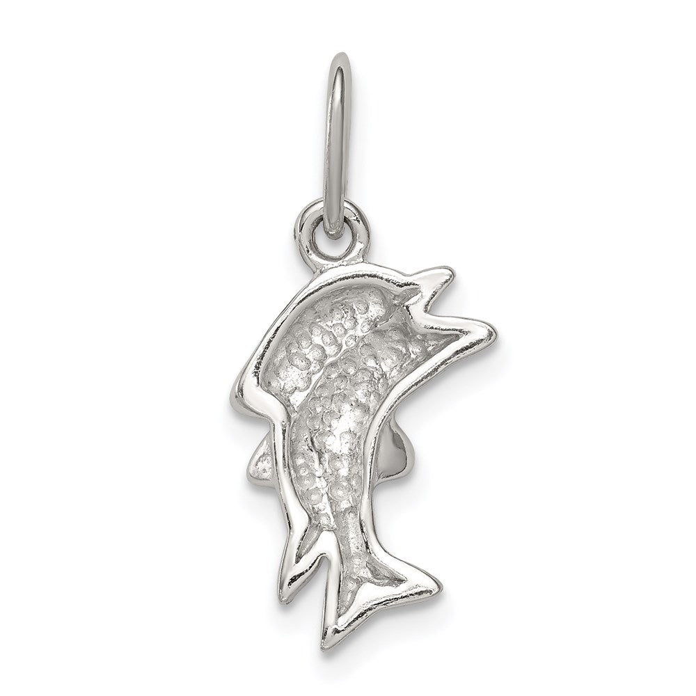 Sterling Silver Rhodium-plated Polished Dolphin Charm