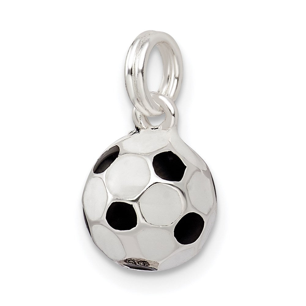 Sterling Silver Black & White Enameled Soccer Ball Charm