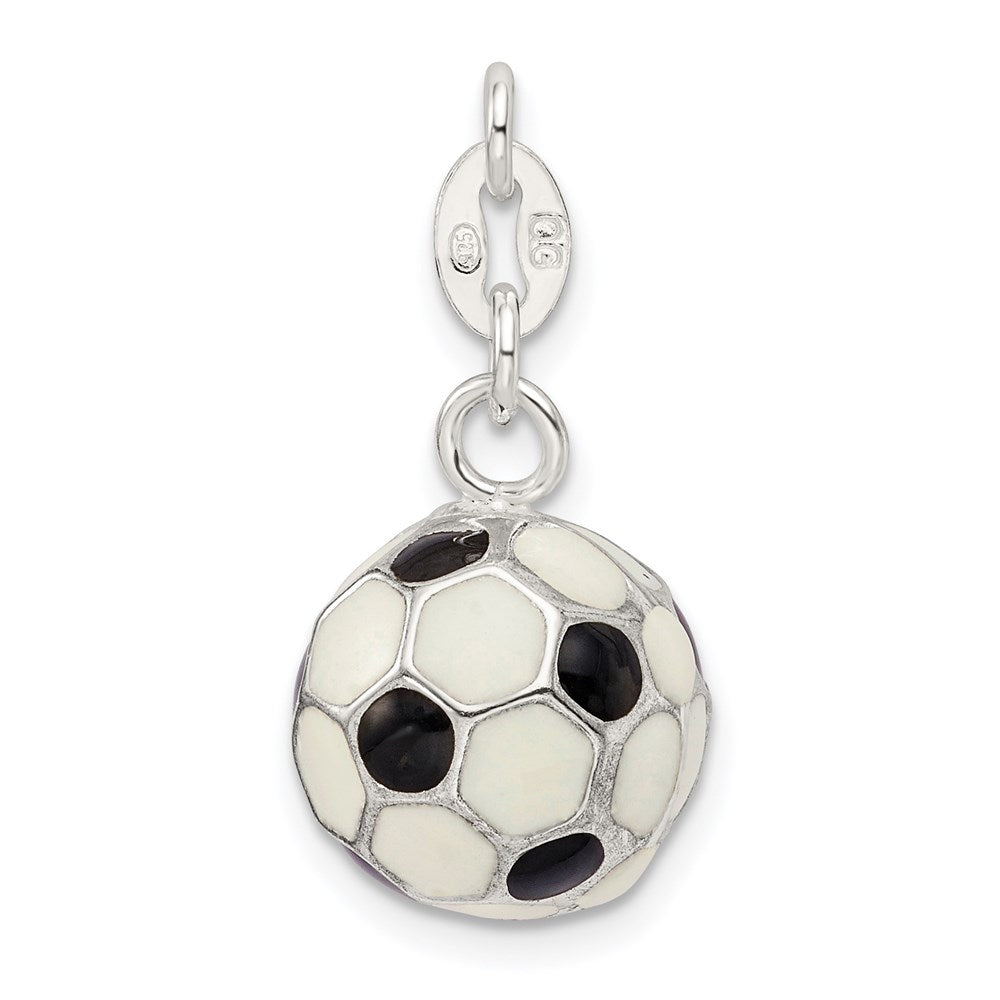 Sterling Silver Enameled Soccer Ball Charm