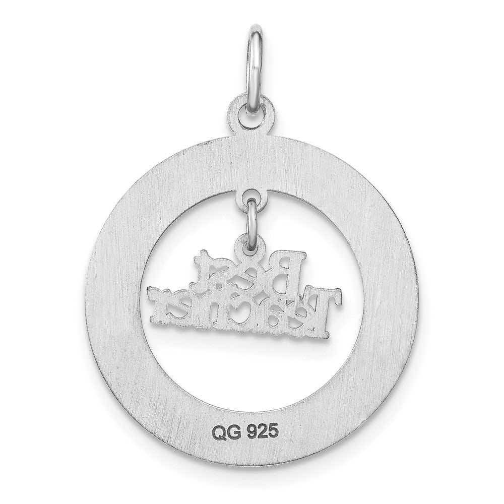Sterling Silver Rhodium-plated Personalizable Best Teacher Charm