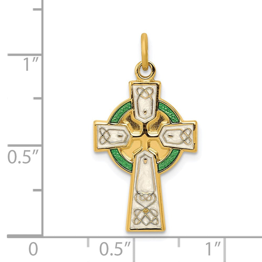 Sterling Silver Rhodium-plated Polished/Gold-plated Epoxy Cross Pendant