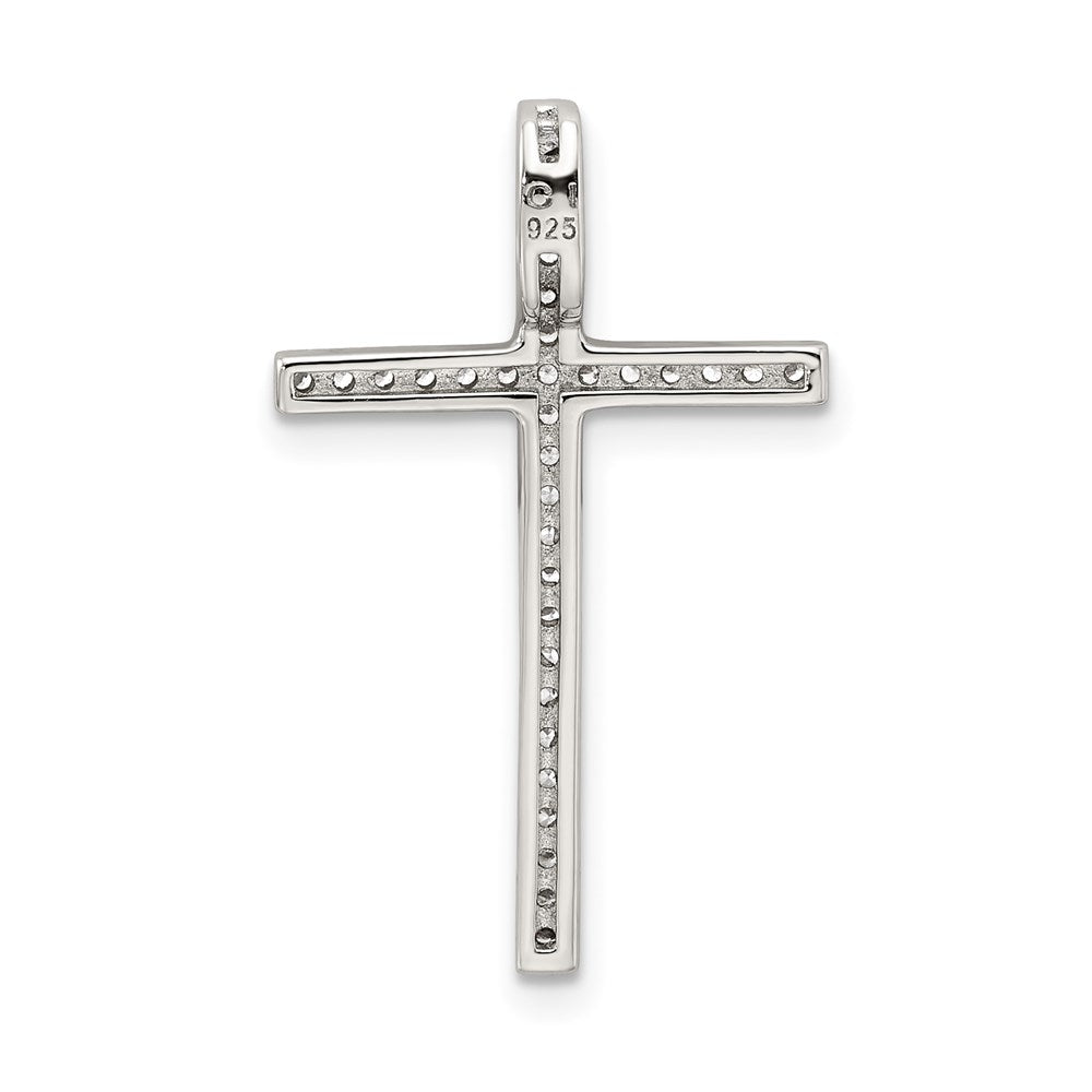 Sterling Silver Rhodium-plated Micro Pave Cross Pendant