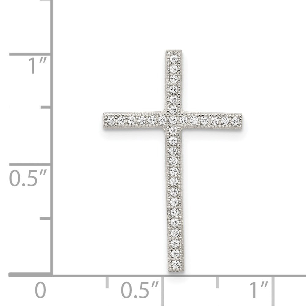 Sterling Silver Rhodium-plated Micro Pave Cross Pendant