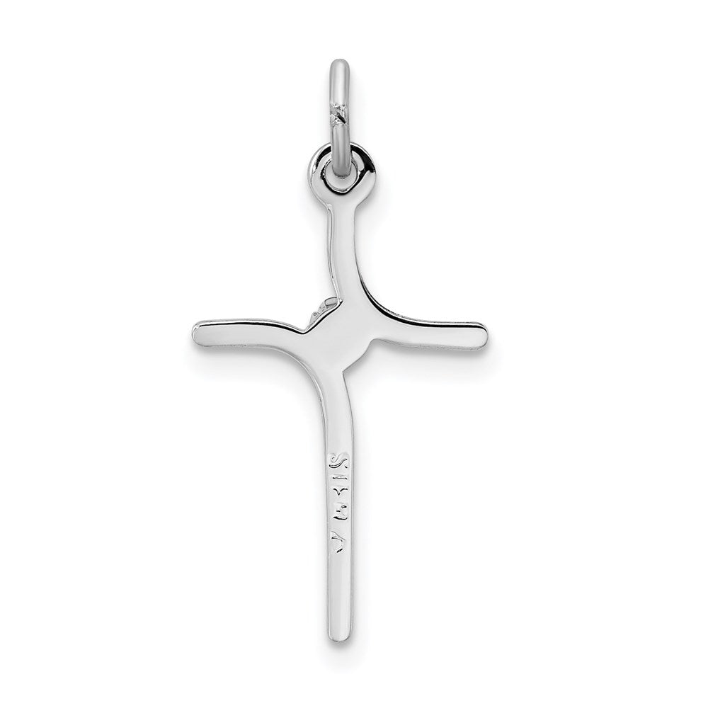 Sterling Silver Rhodium-plated Cross with CZ Center Pendant