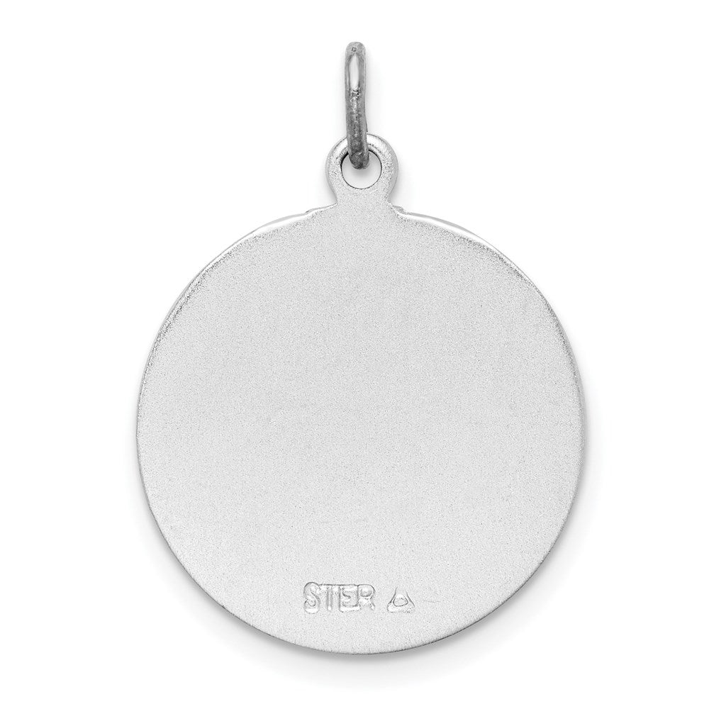 Sterling Silver Rhodium-plated Brushed Confirmation Medal Pendant