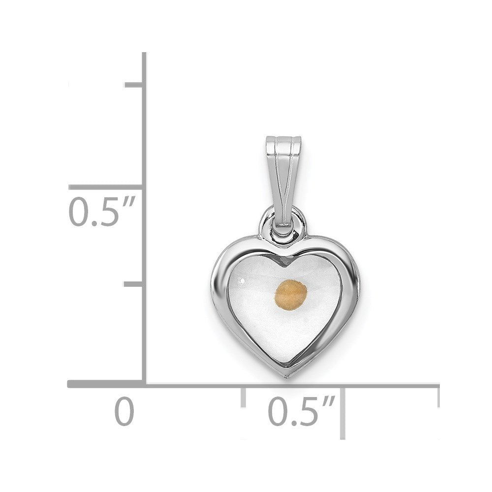 Sterling Silver Rhodium-plated Small Heart with Mustard Seed Pendant