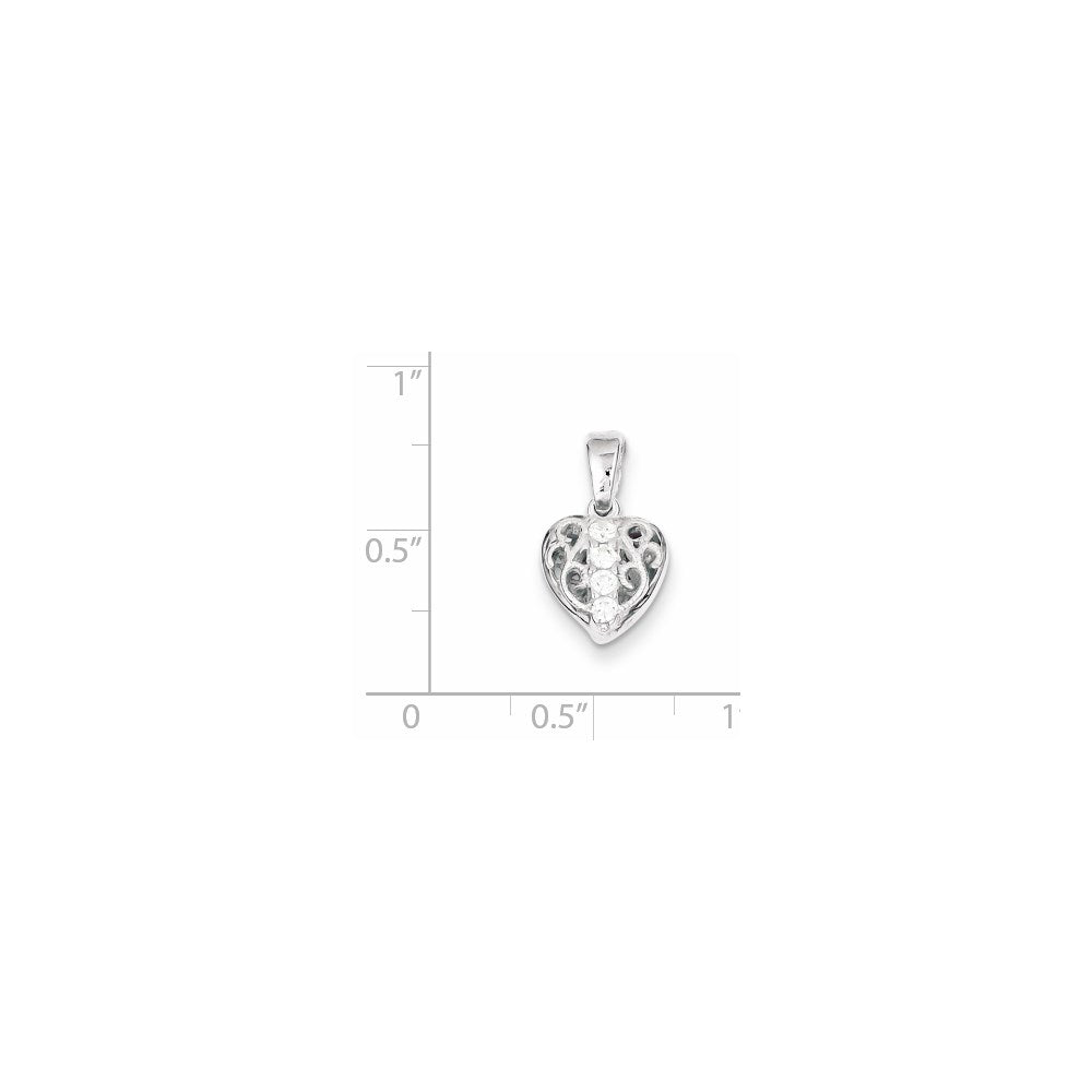 Sterling Silver CZ Heart Pendant