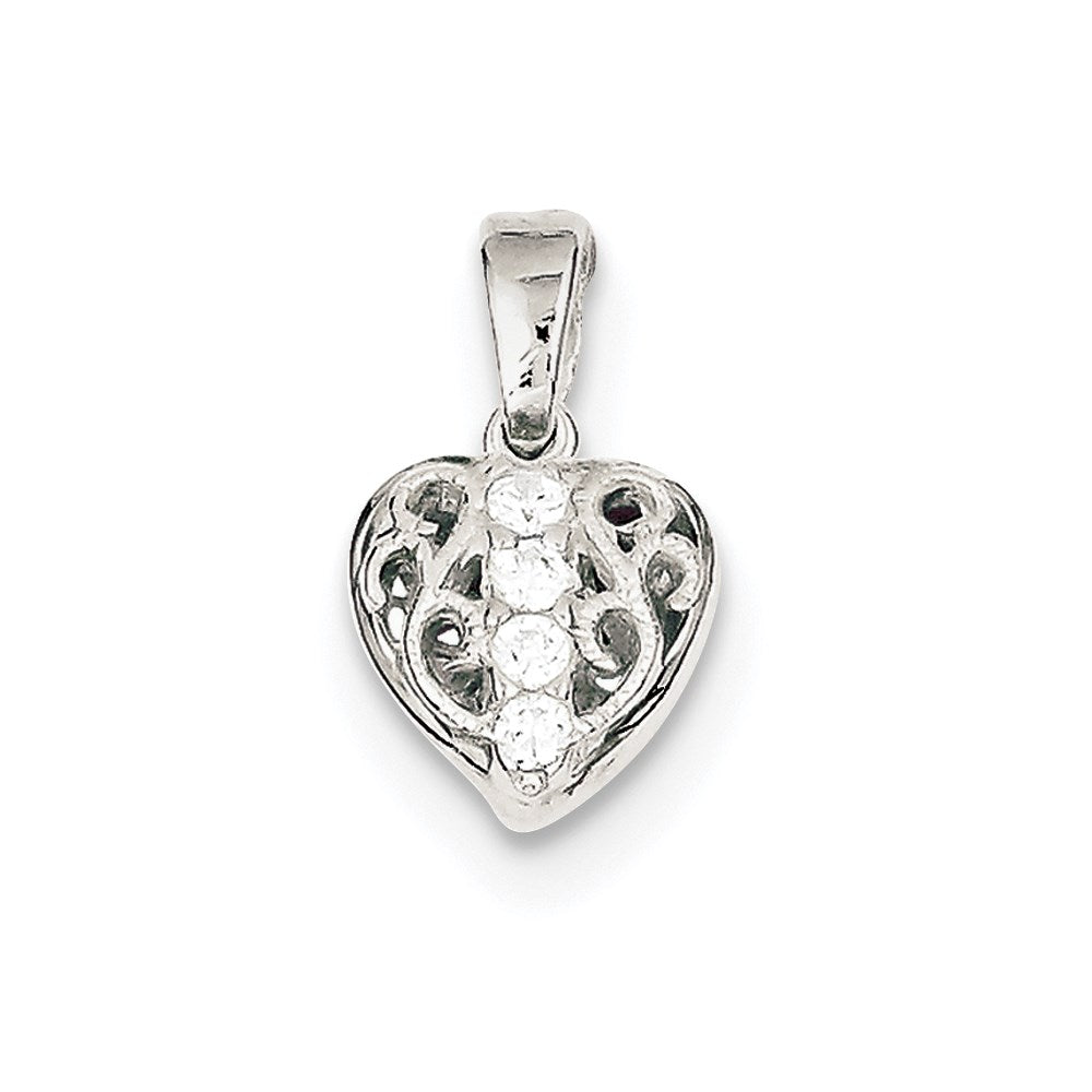 Sterling Silver CZ Heart Pendant