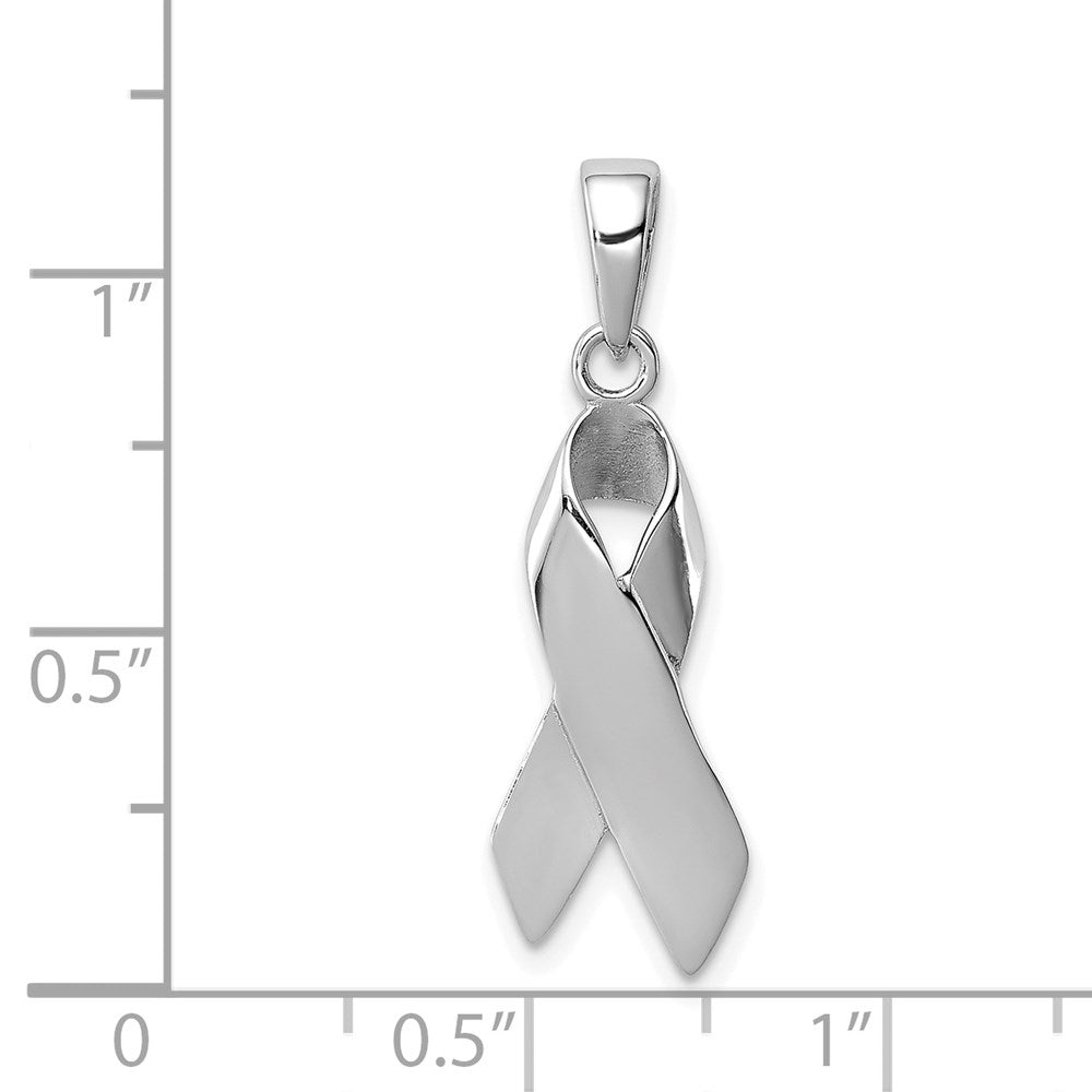Sterling Silver Rhodium-plated Cancer Awareness Ribbon Charm