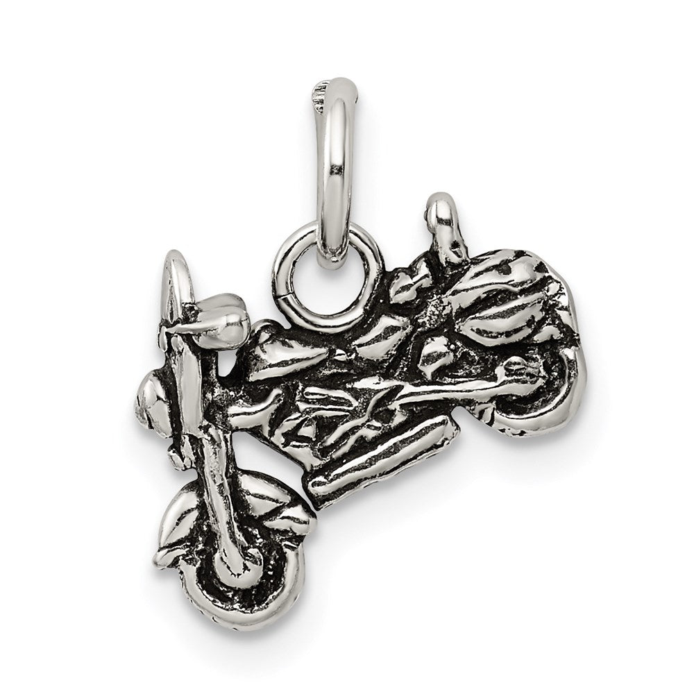 Sterling Silver Antiqued Motorcycle Charm