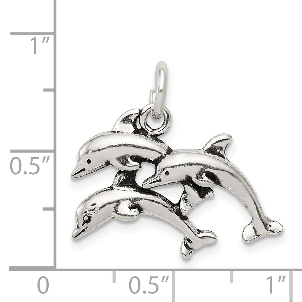Sterling Silver Antiqued Dolphin Charm