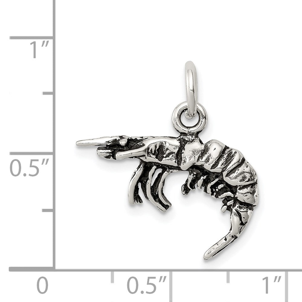 Sterling Silver Antiqued Shrimp Charm