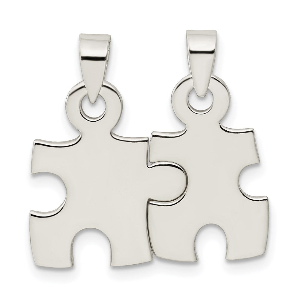 Sterling Silver Polished Puzzle Pieces Pendant