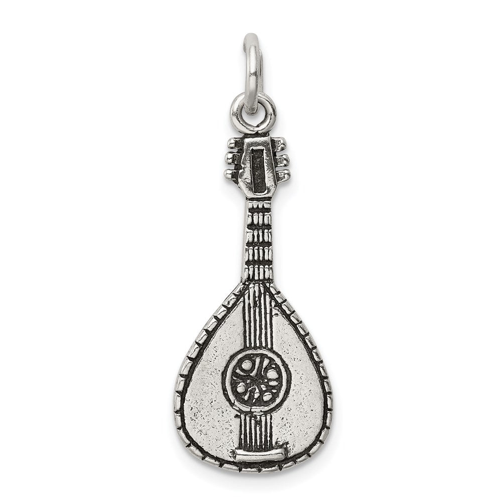 Sterling Silver Antiqued 3D Mandolin Charm