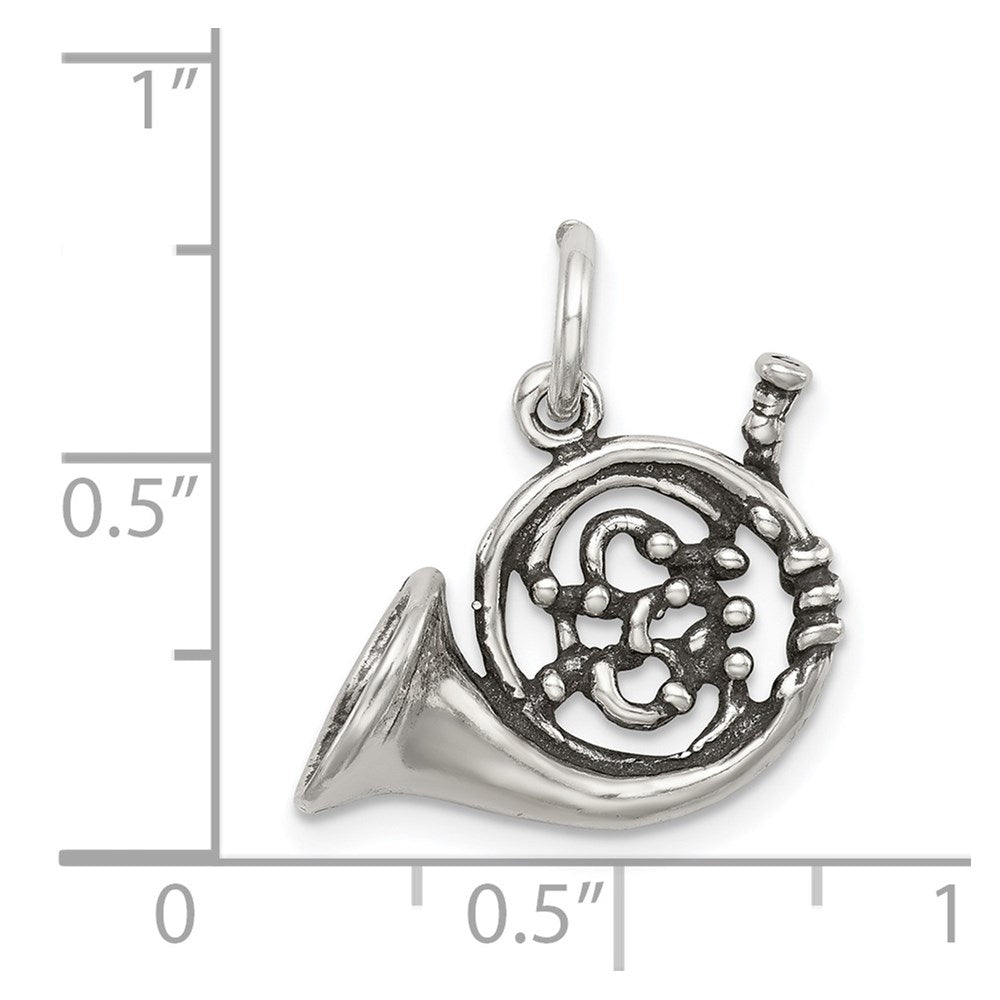 Sterling Silver Antiqued French Horn Charm