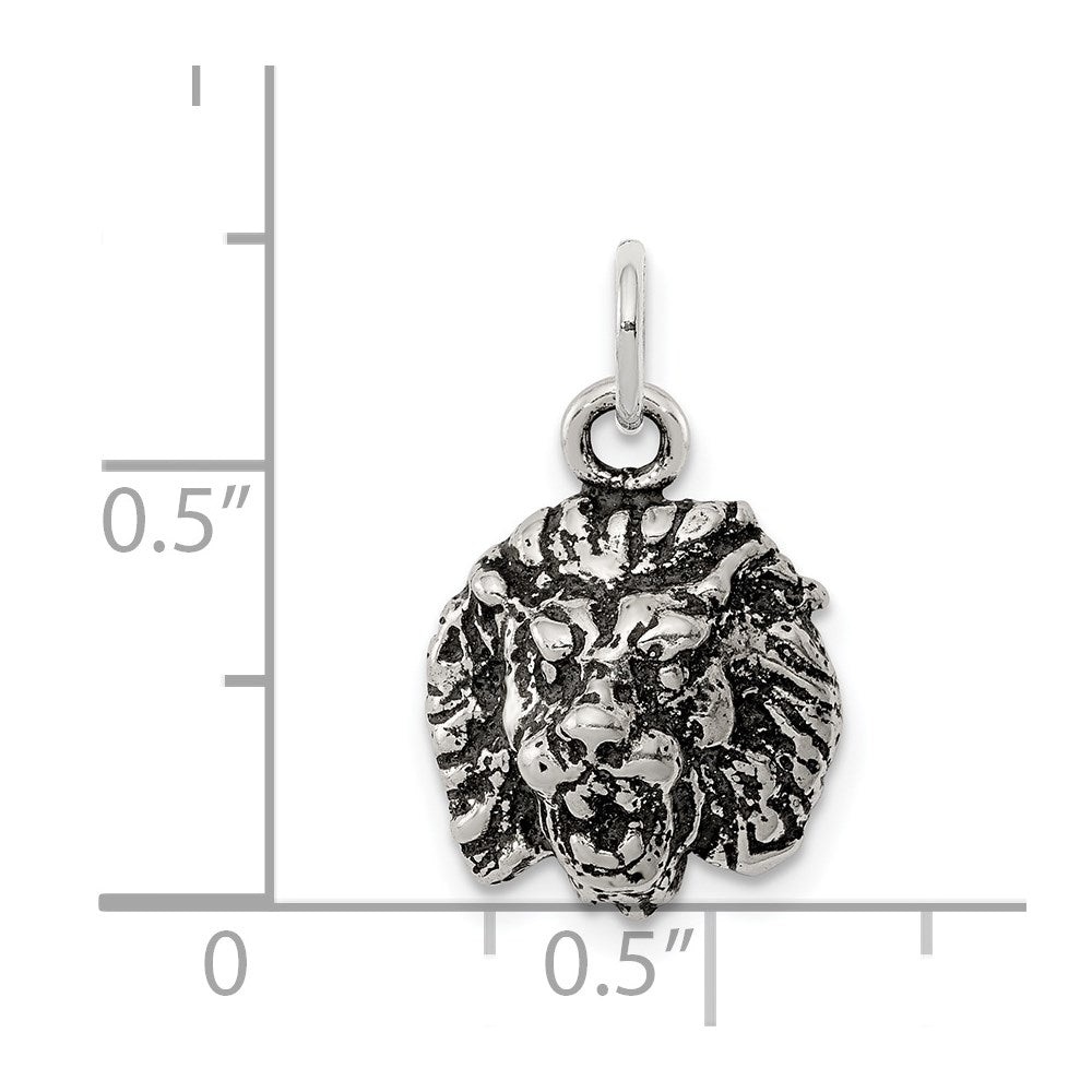 Sterling Silver Antiqued Lion Charm