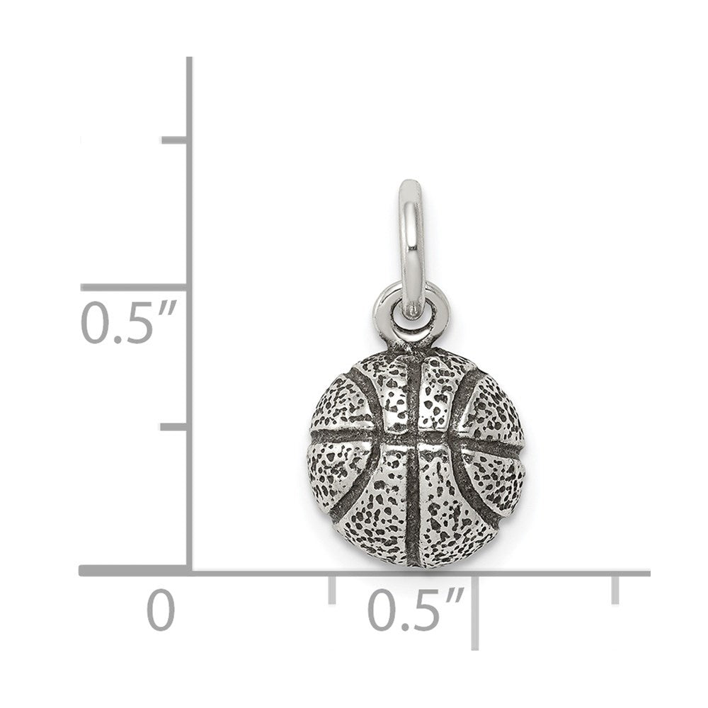 Sterling Silver Antiqued Basketball Charm