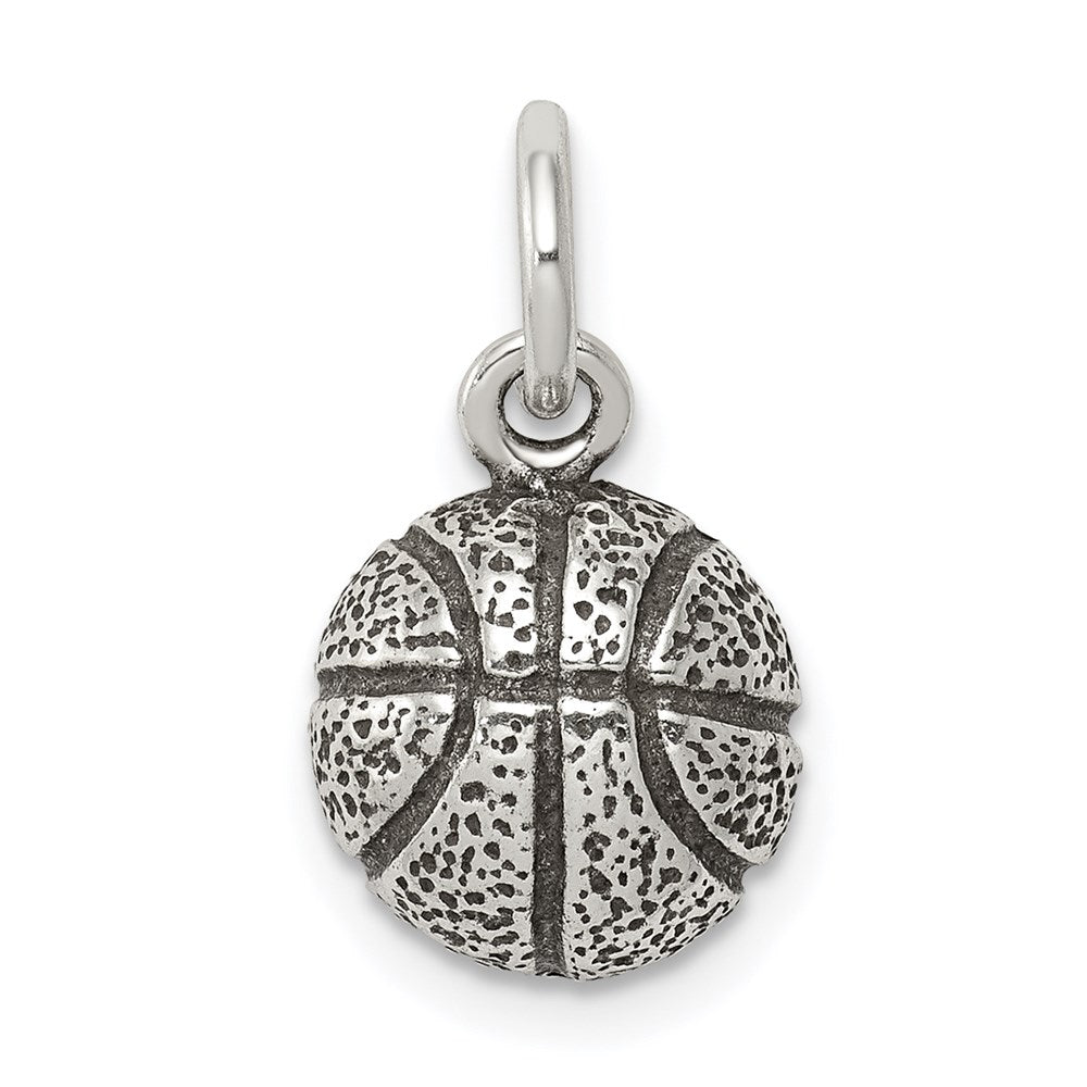 Sterling Silver Antiqued Basketball Charm
