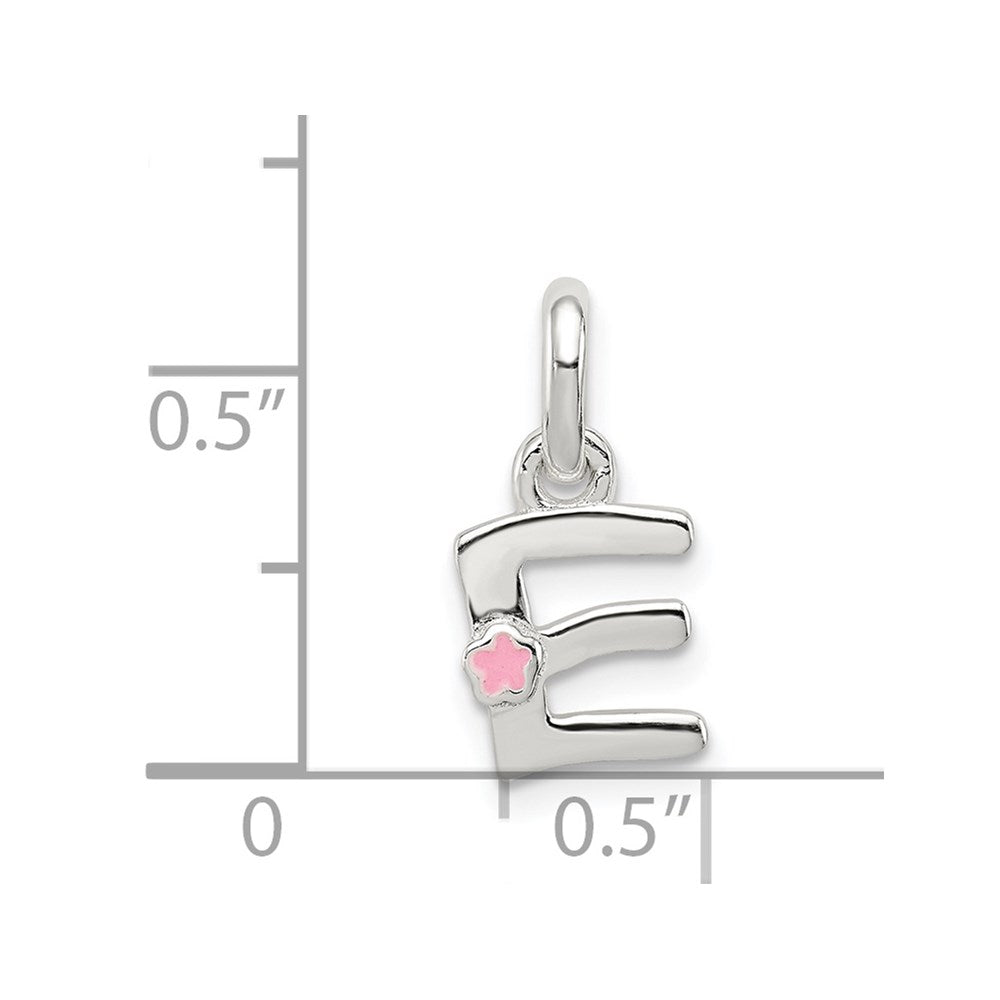 Sterling Silver Letter E with Enamel Pendant