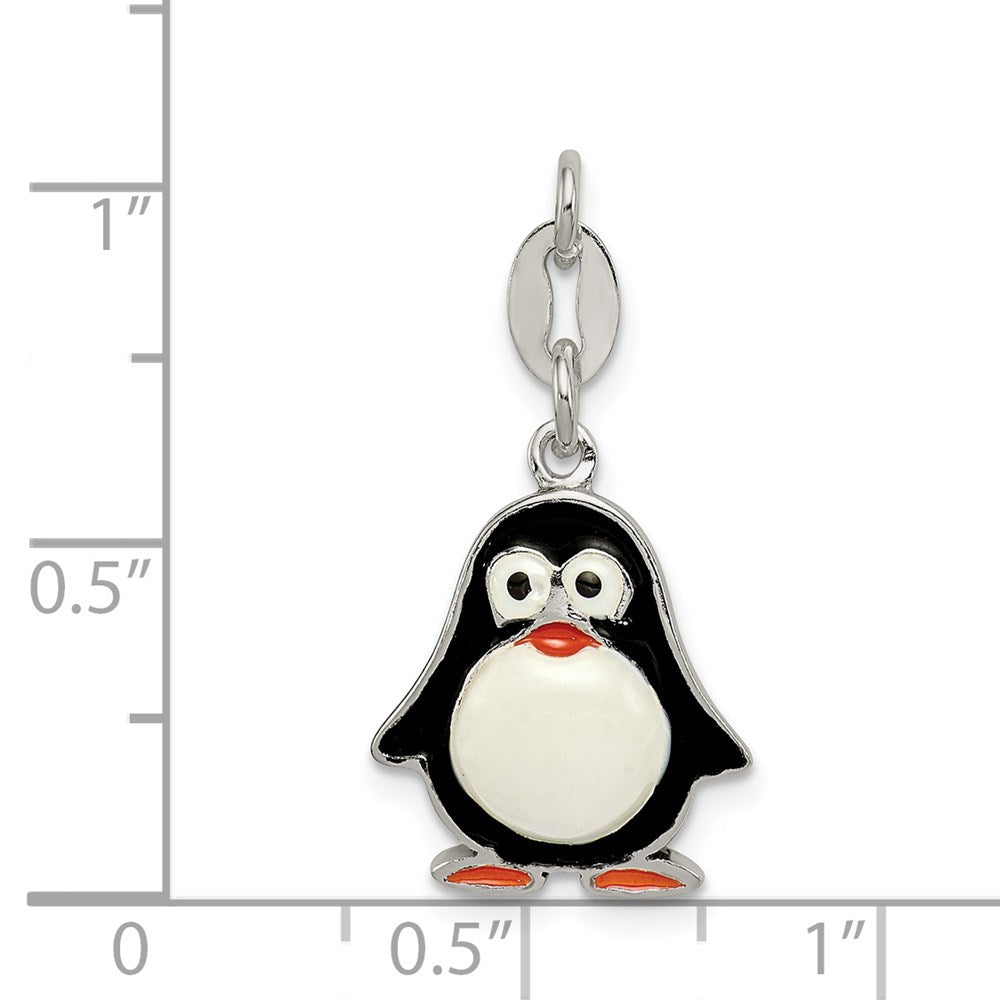 Sterling Silver Enamel Penguin Pendant