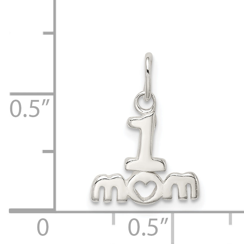Sterling Silver Polished #1 MOM Charm