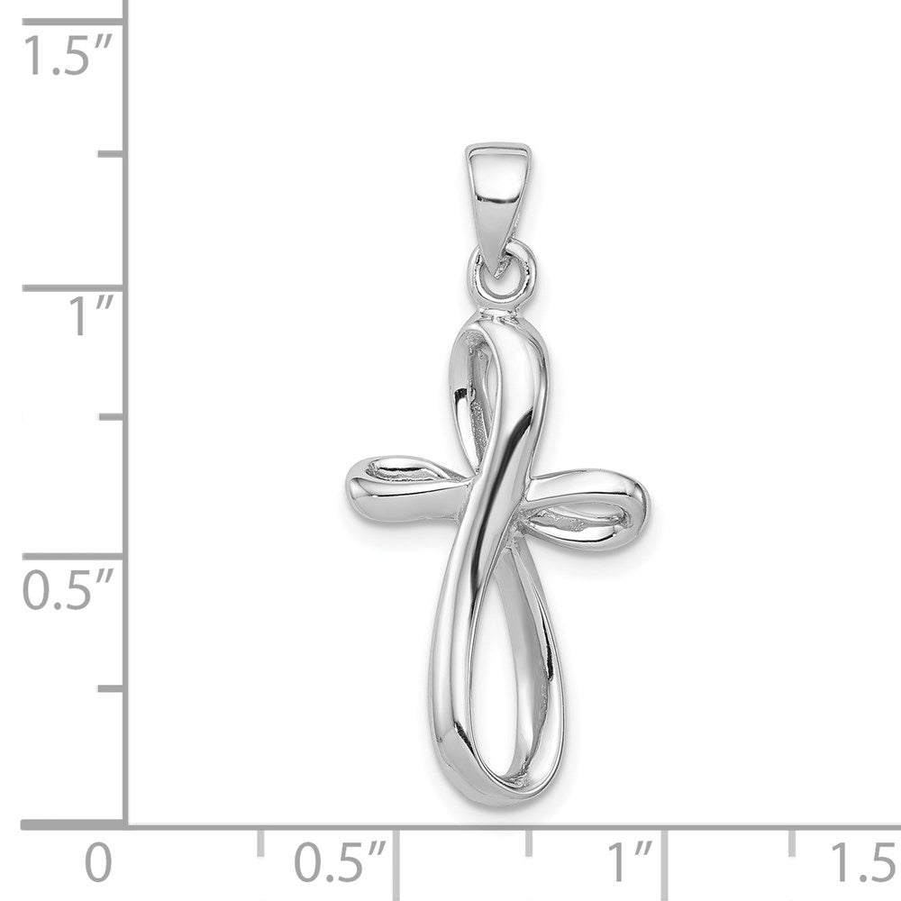 Sterling Silver Rhodium-plated Polished Cross Pendant