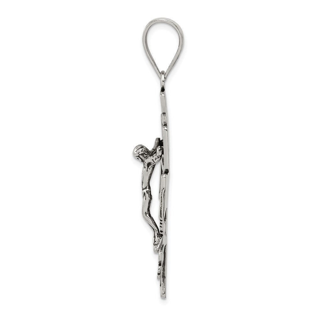 Sterling Silver Antiqued Large Caravaca INRI Crucifix Cross Pendant