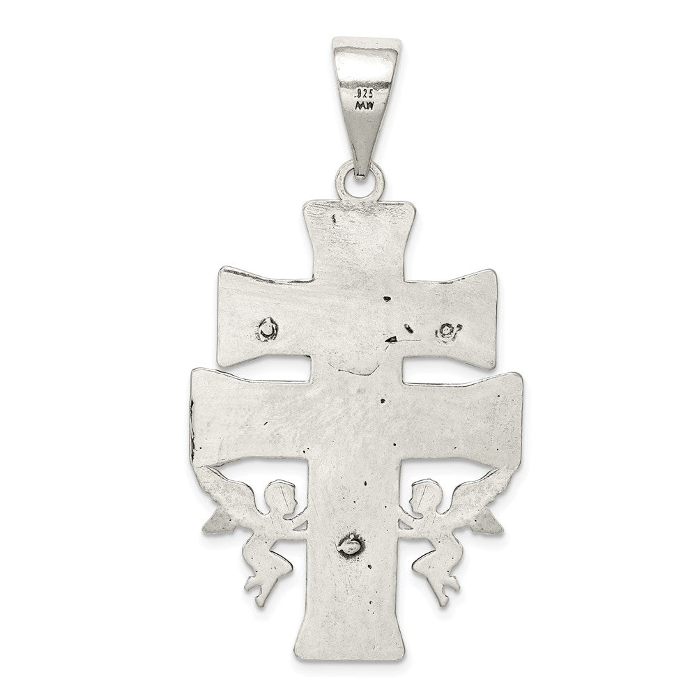 Sterling Silver Antiqued Large Caravaca INRI Crucifix Cross Pendant