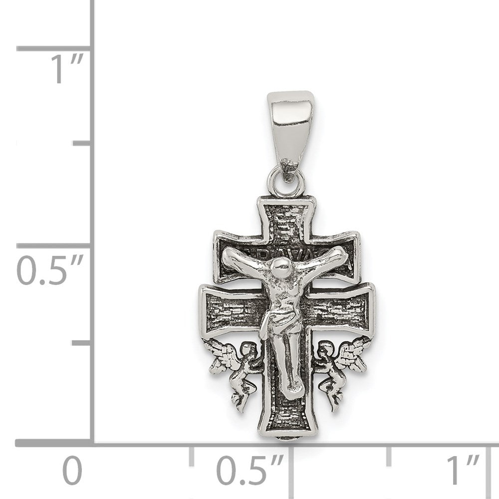 Sterling Silver Antiqued Mini INRI Crucifix Pendant