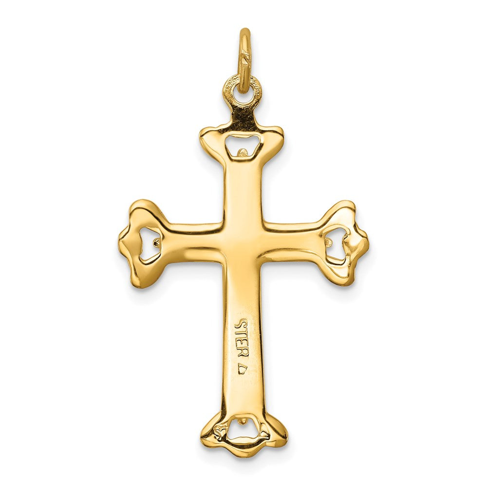 Sterling Silver Rhodium-plated & Gold-tone Cross Pendant