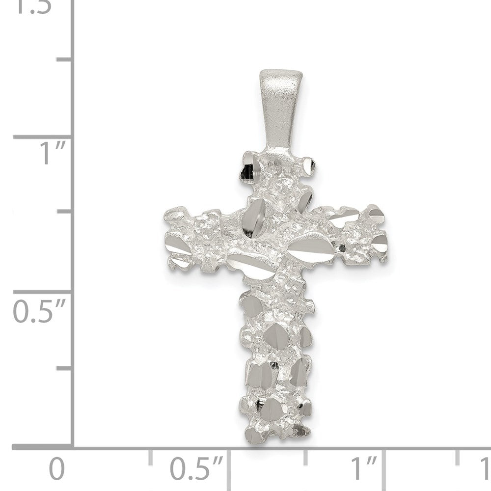 Sterling Silver Satin Finish Diamond-cut Cross Pendant