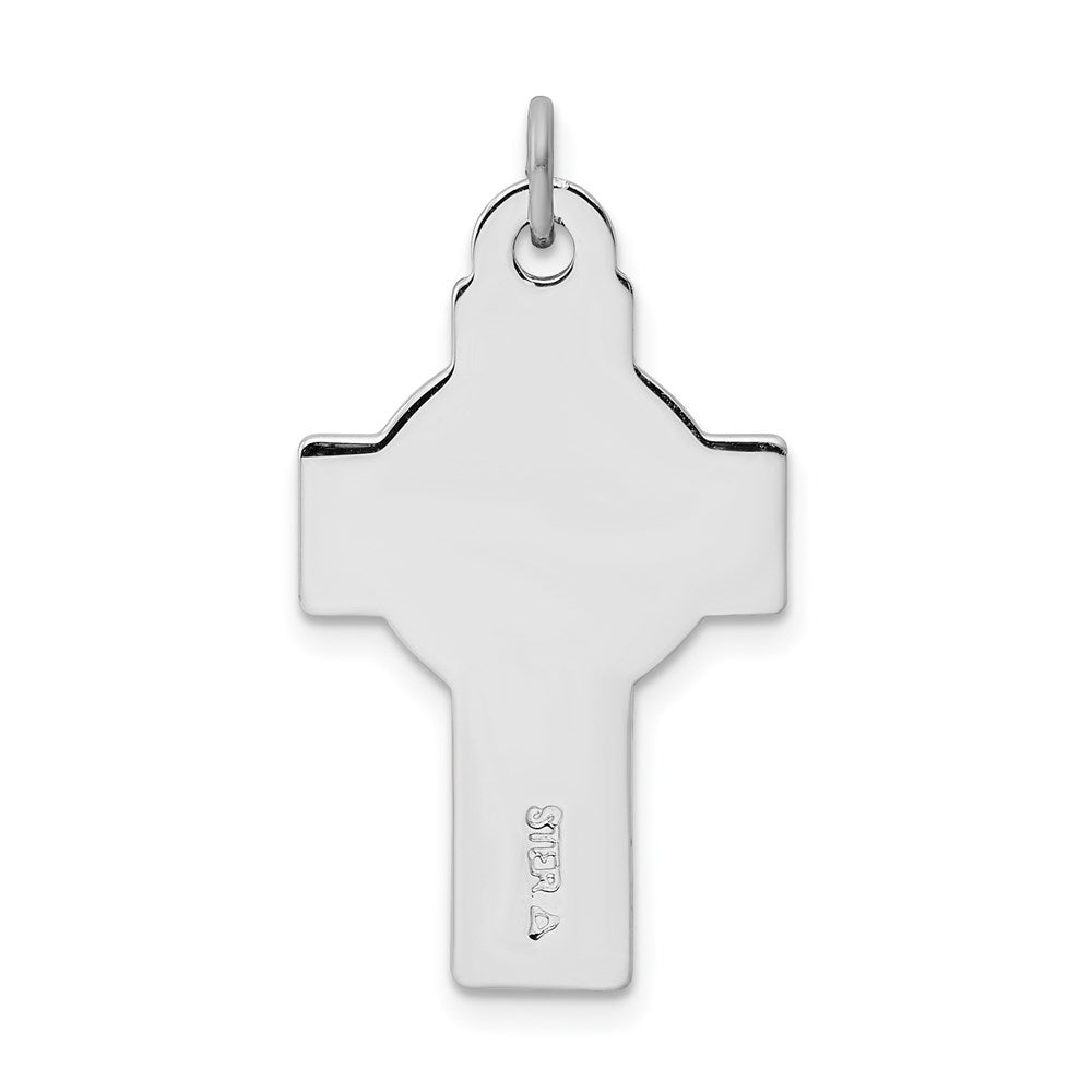 Sterling Silver Rhodium-plated & Black Rhodium Design Cross Pendant