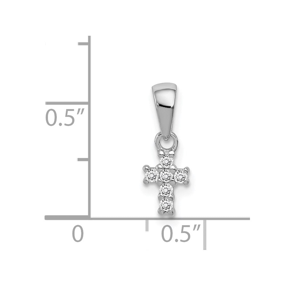 Sterling Silver Rhodium-plated Polished CZ Cross Pendant