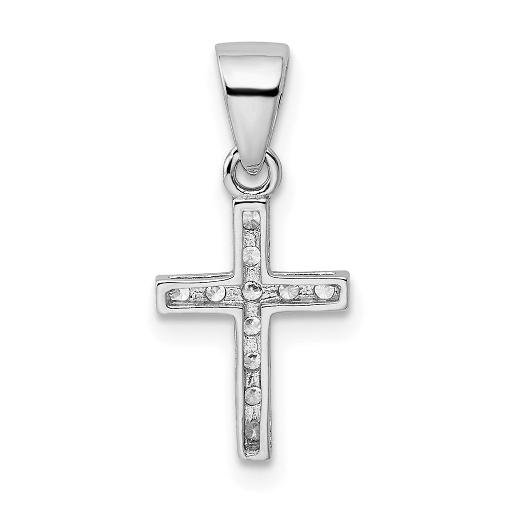 Sterling Silver Rhodium-plated CZ Cross Pendant