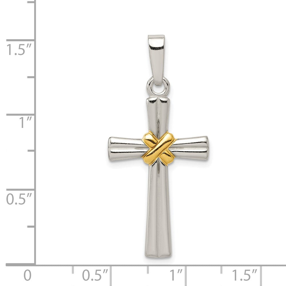 Sterling Silver & Gold-tone Polished Latin Cross Pendant