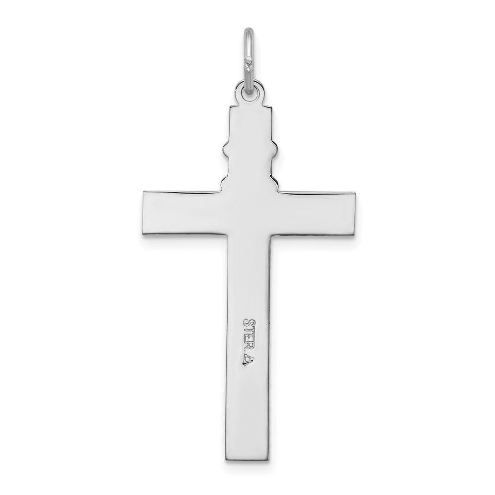 Sterling Silver Rhodium-plated & Gold-tone Rosary on Cross Pendant