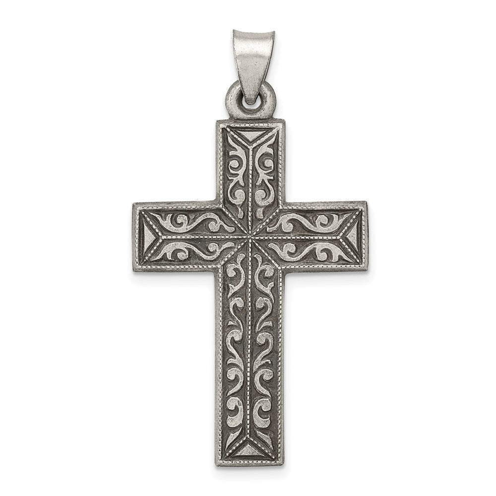 Sterling Silver Antiqued, Polished and Brushed Latin Cross Pendant