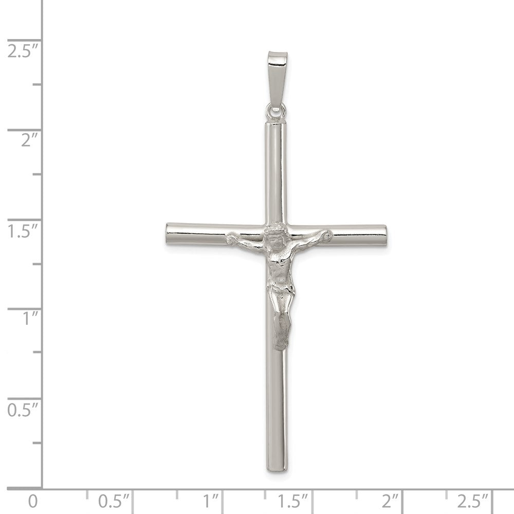 Sterling Silver Polished Hollow Crucifix Pendant